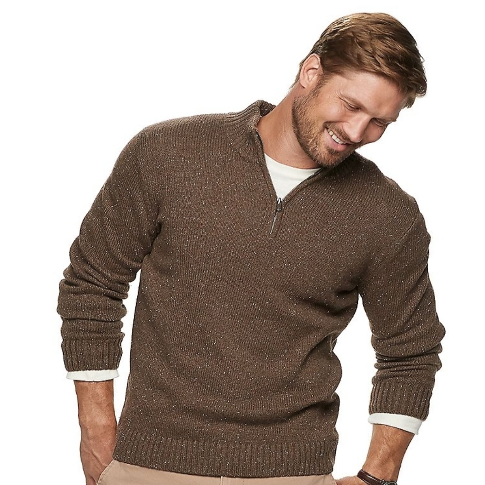 Sonoma Walnut/Brown Quarter-Zip Sweater